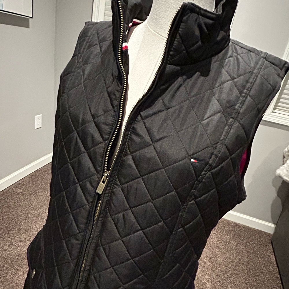 Tommy Hilfiger Black Quilted Women's Vest Size Large